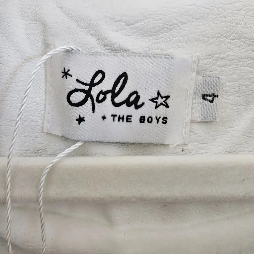 Lola + The Boys Rainbow Patch White Vegan Leather Jacket size 4